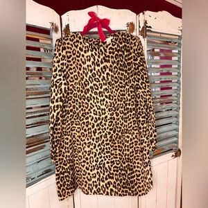 H&M Leopard Print Long Sleeve Shift Dress Size Small
